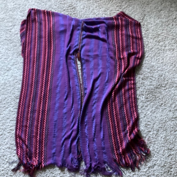 MISSONI CHEVRON PRINT FRINGE PONCHO